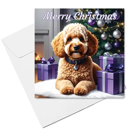 Apricot Cockapoo Christmas Card with envelope