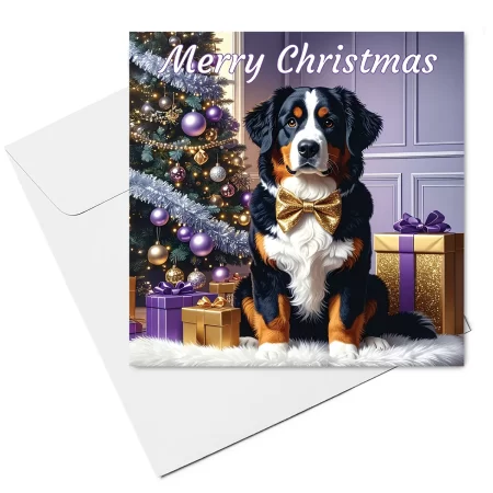 bernese mountain dog christmas card & envelope