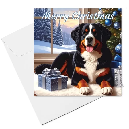 bernese mountain dog christmas card & envelope