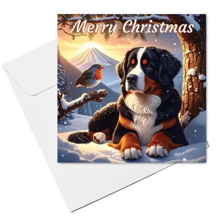 bernese mountain dog christmas card & envelope