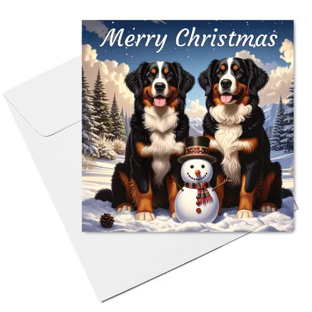 bernese mountain dog christmas card & envelope