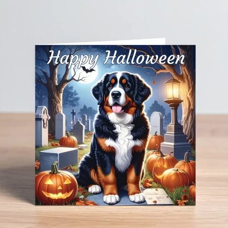 bernese mountain dog halloween card