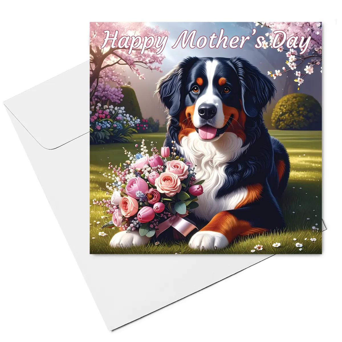 bernese mountain dog mothers day card & envelope