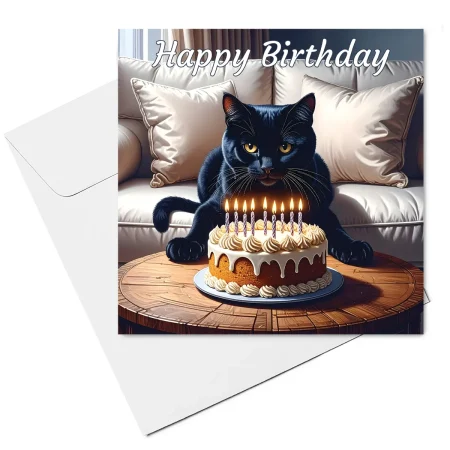 black birthday card & envelope