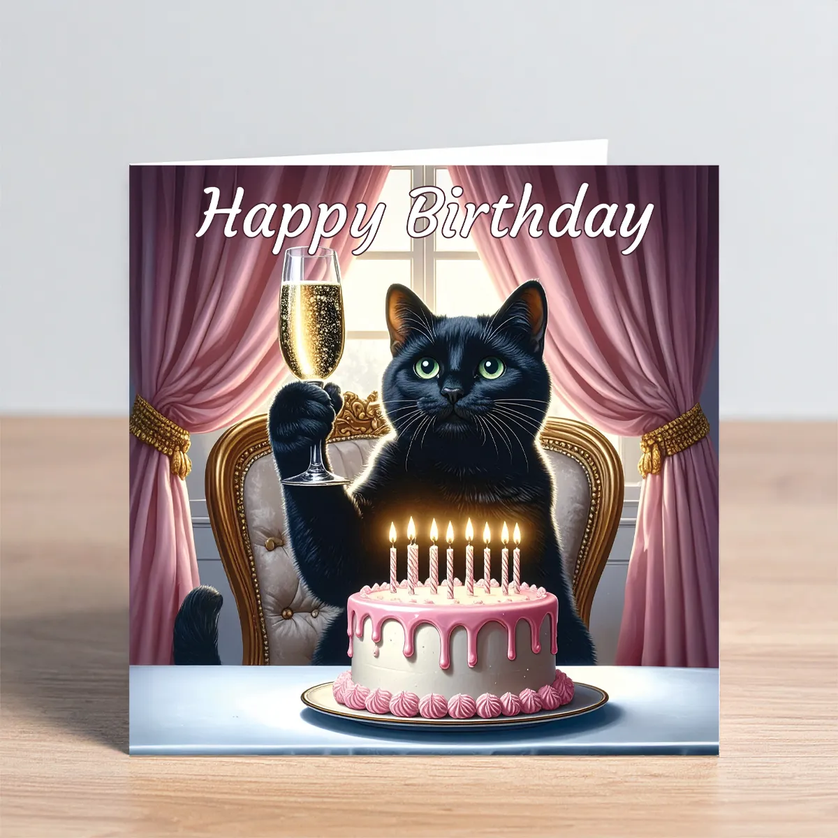 black cat birthday card