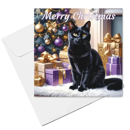 black cat christmas card & envelope
