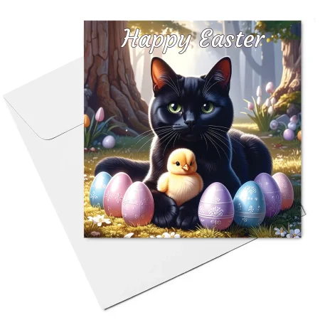 black cat easter card & envelope