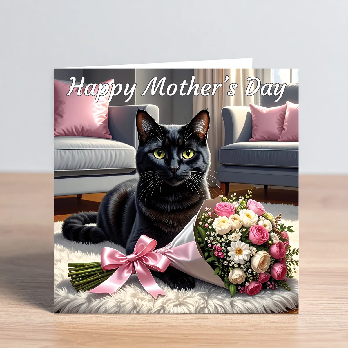 black cat mothers day card