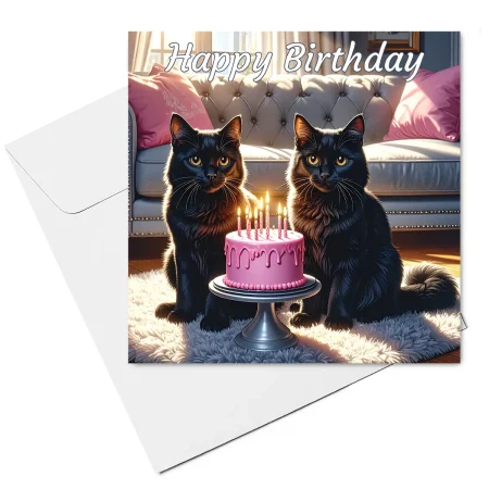 black cats birthday card & envelope