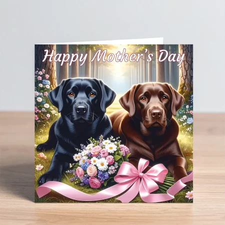 black & chocolate labrador mothers day card