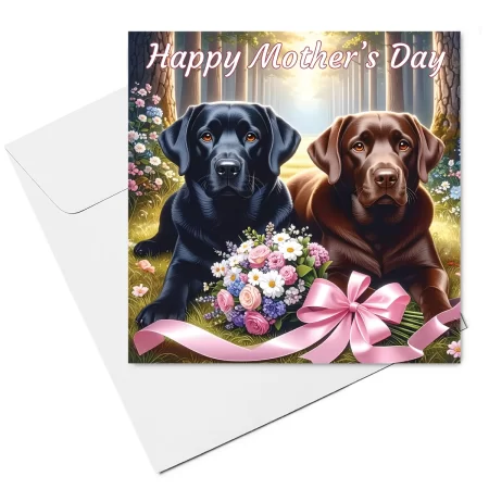 black & chocolate labrador mothers day card & envelope