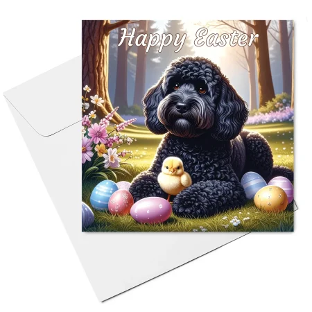 black cockapoo easter card & envelope