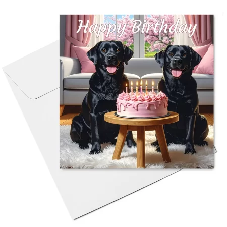 black labrador birthday card & envelope