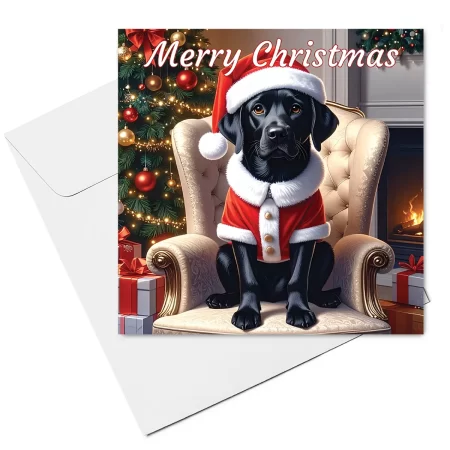 black labrador christmas card with envelope