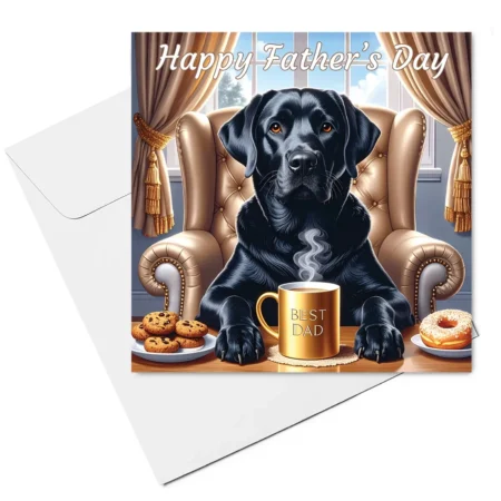 black labrador fathers day card & envelope