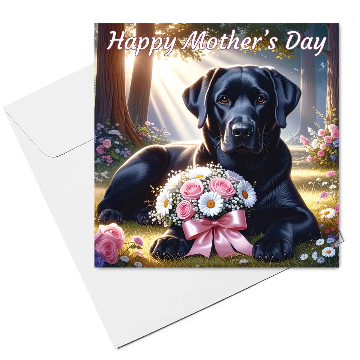 black labrador mothers day card & envelope