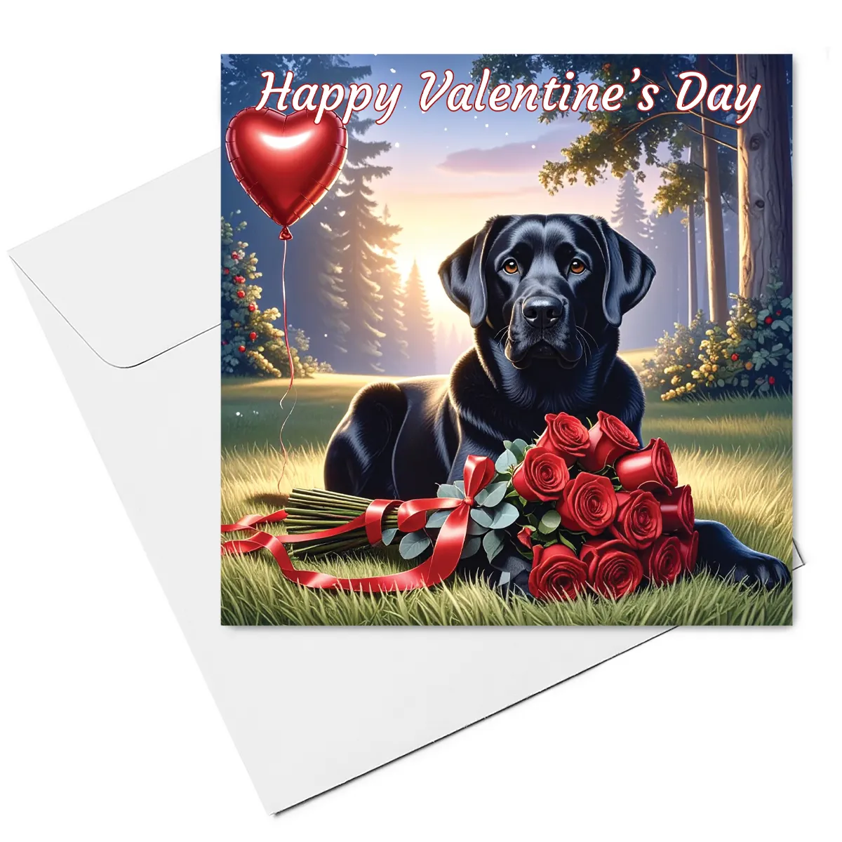 black labrador valentines card & envelope
