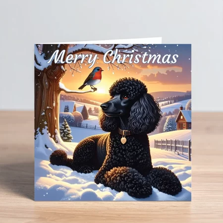 black poodle christmas card