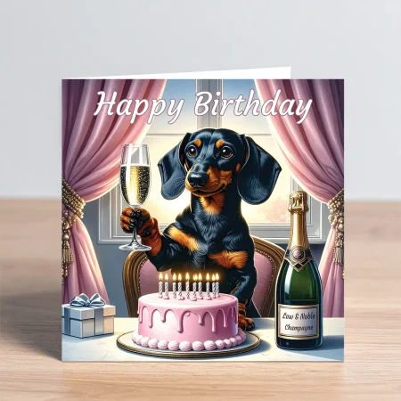 black & tan dachshund birthday card