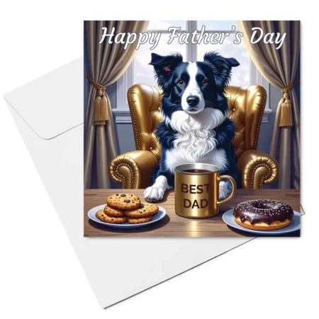 border collie fathers day card & envelope