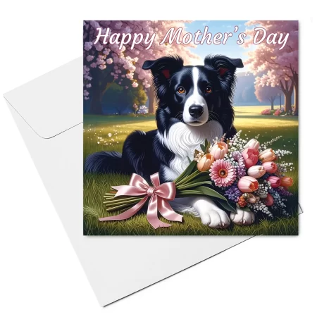 border collie mothers day card & envelope
