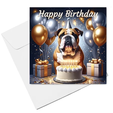 bulldog birthday card & envelope