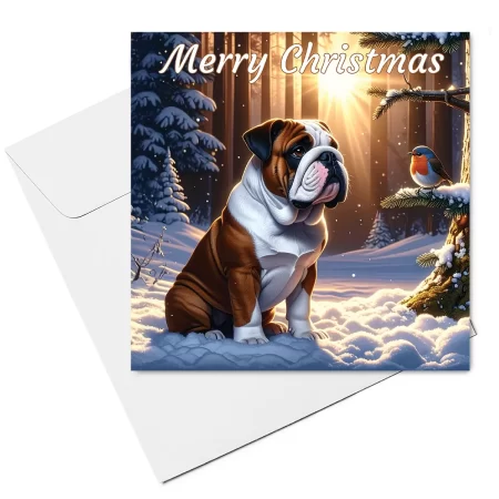 bulldog christmas card & envelope