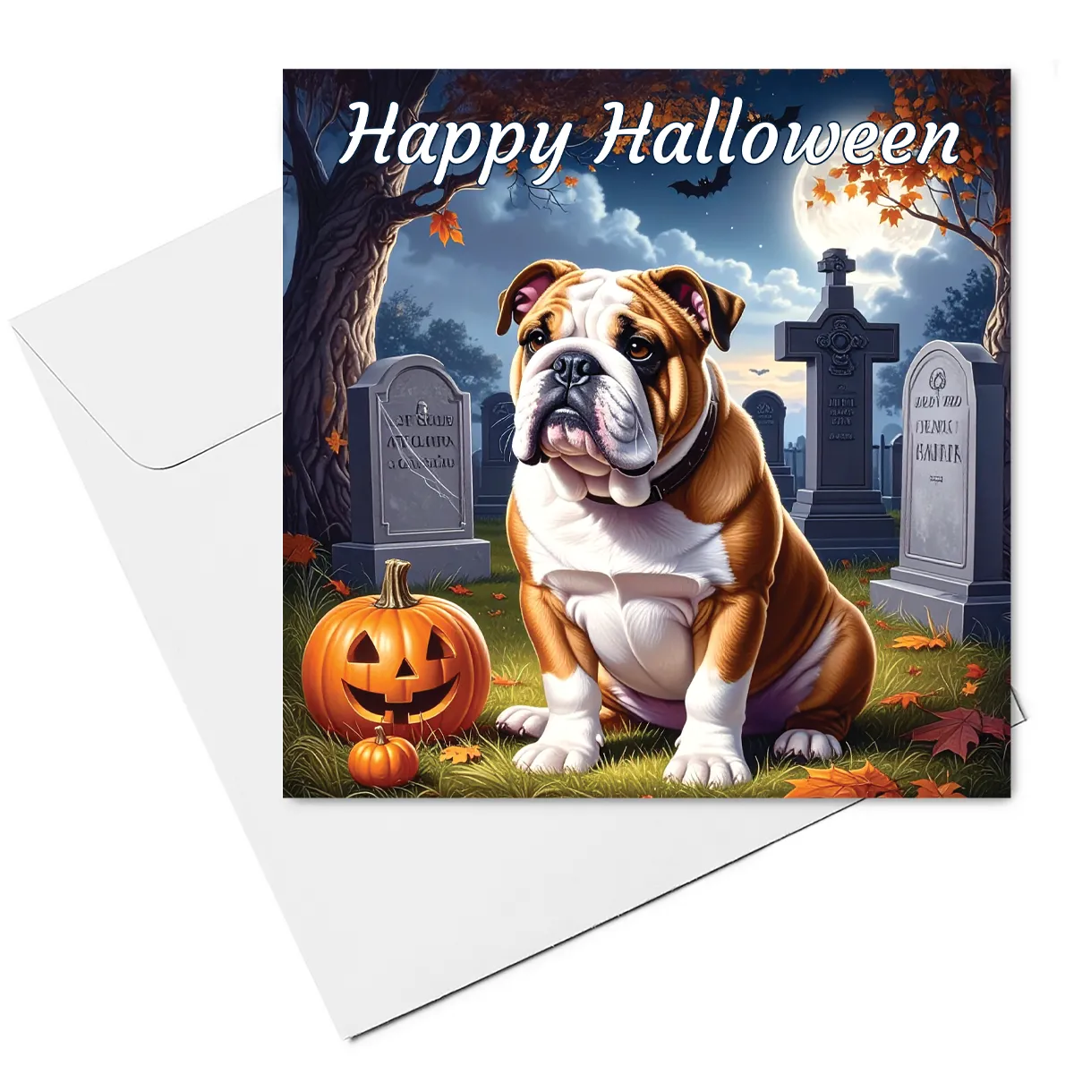 bulldog halloween card & envelope