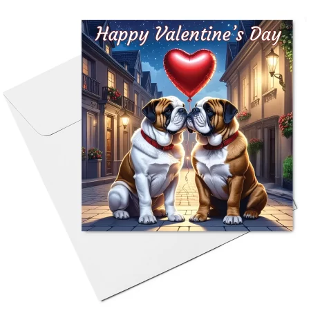 bulldog valentine card & envelope