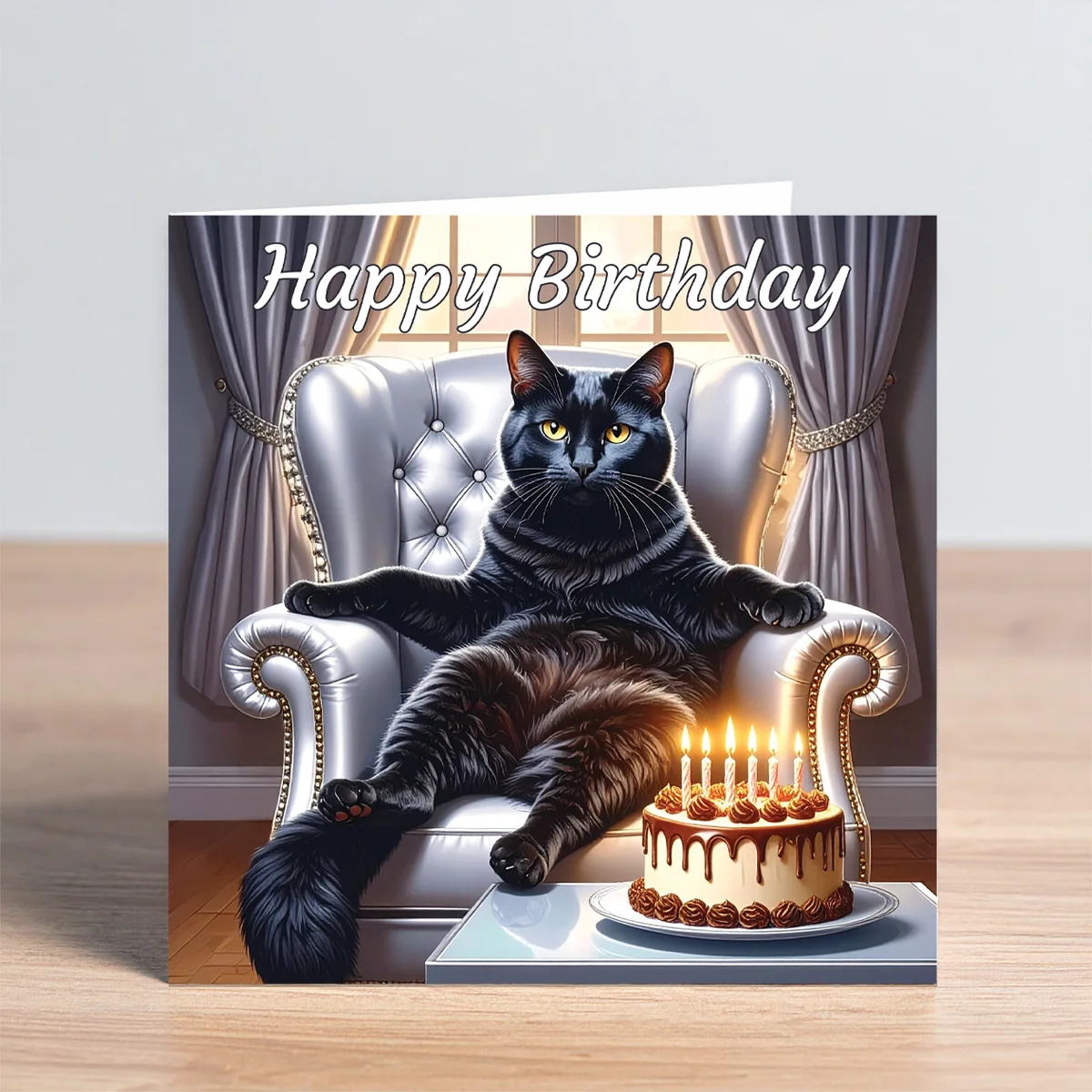 black cat birthday card