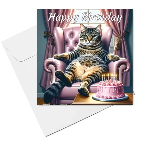 tabby cat birthday card & envelope