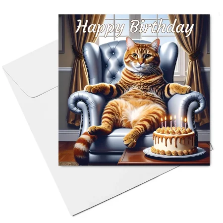 ginger cat birthday card & envelope