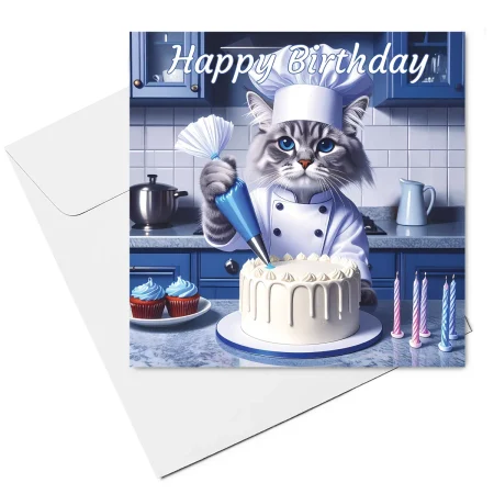 cat birthday card & envelope