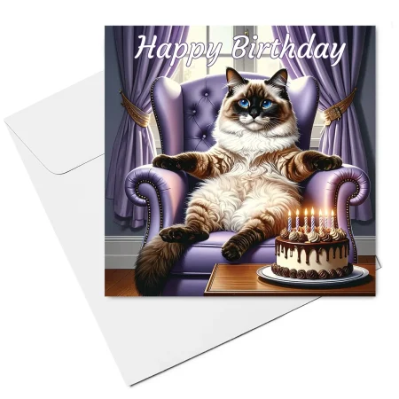 ragdoll cat birthday card & envelope