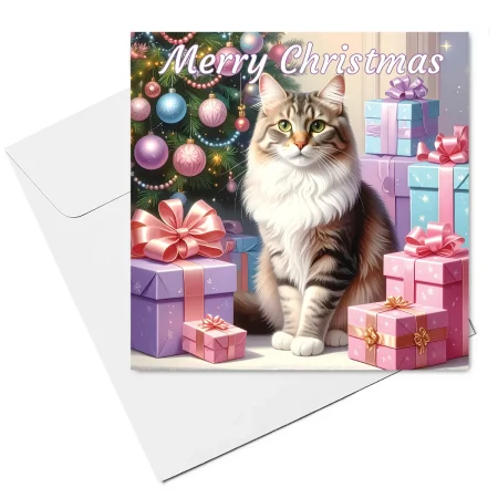cat christmas card & envelope