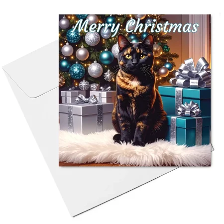 tortoisehsall cat christmas card & envelope