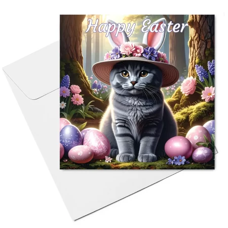 cat easter card & envelope