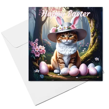cat easter card & envelope