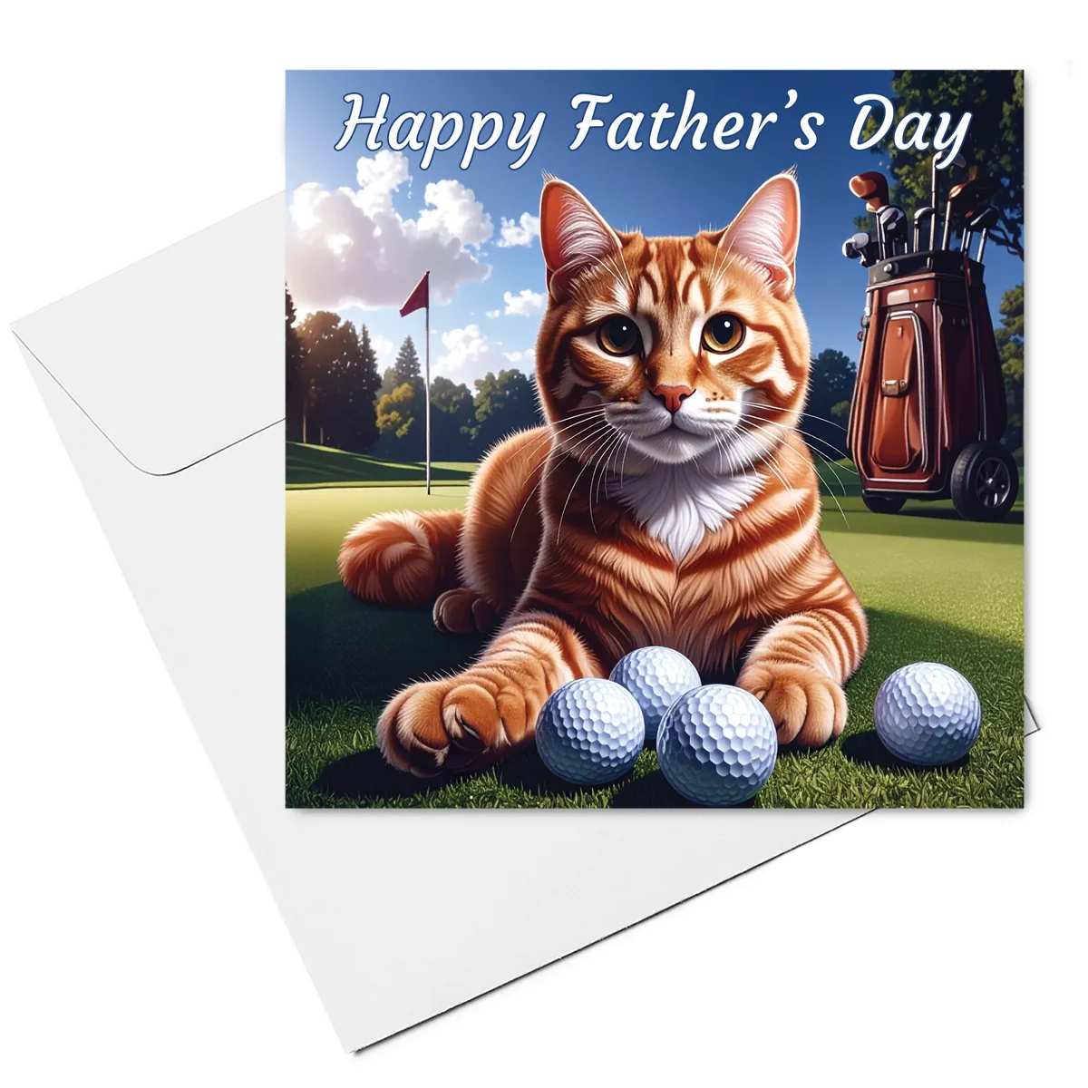 cat fathers day card with envelope