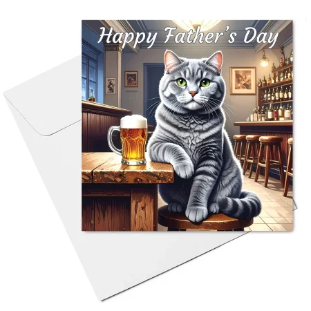 cat fathers day card with envelope
