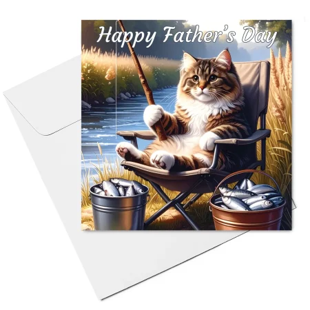 cat fathers day card with envelope