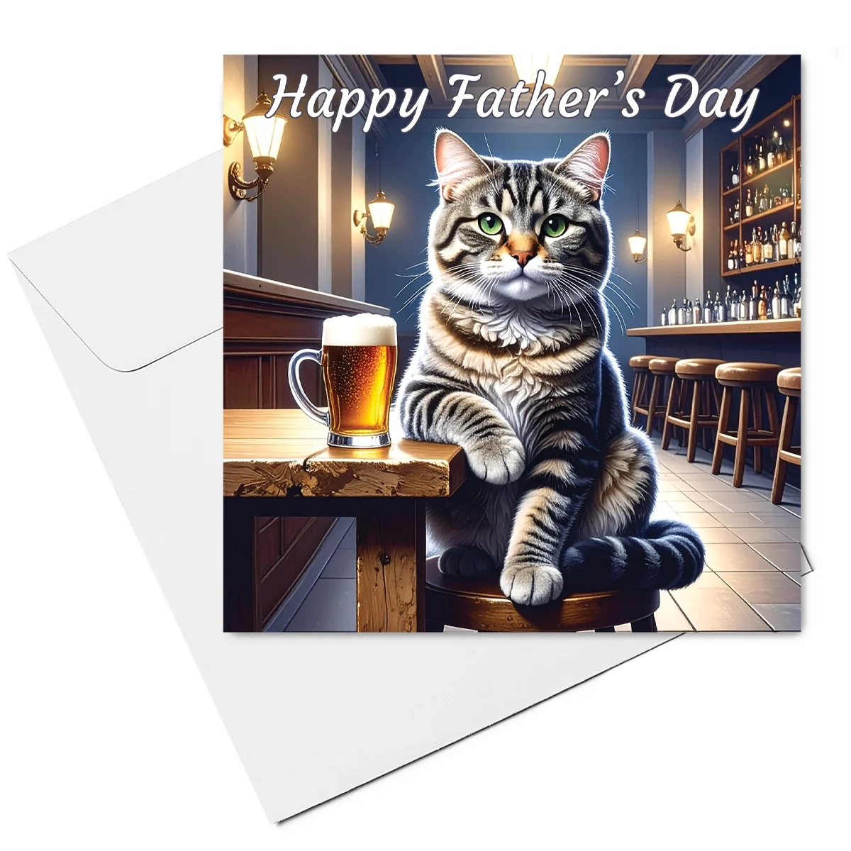 cat fathers day card with envelope