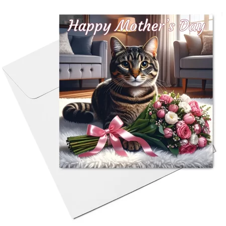 cat mothers day card & envelope