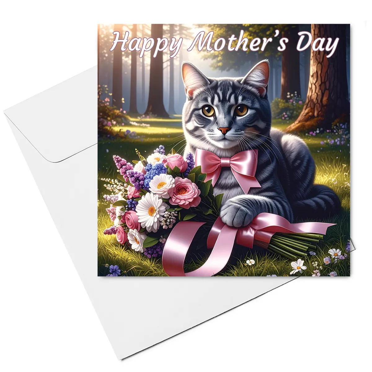 cat mothers day card & envelope