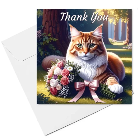 ginger cat thank you card & envelope