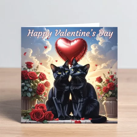 cat valentine card - black cats