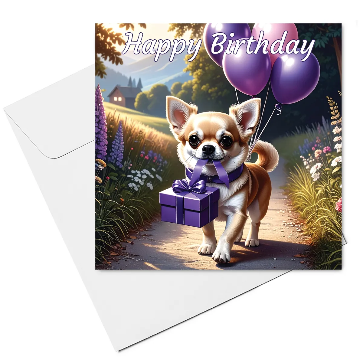 chihuahua birthday card & envelope