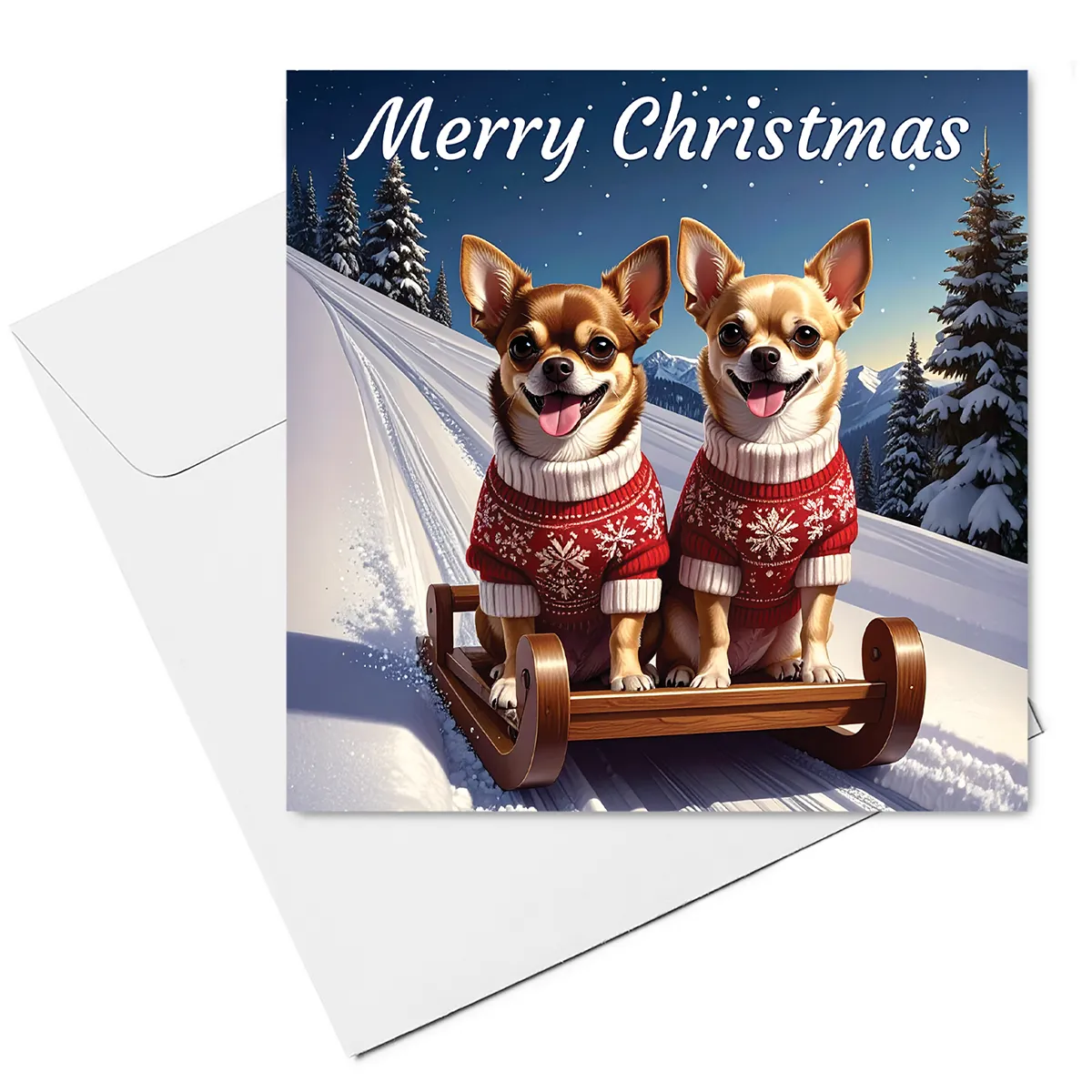 Chihuahua christmas card & envelope