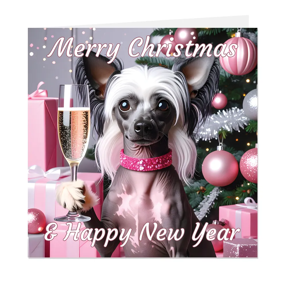 Chinese Crested Christmas Card