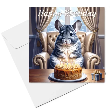 chinchilla birthday card & envelope